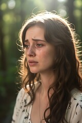 Depressed Lady Reflecting with Sorrow