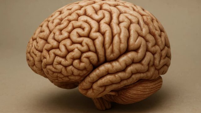 The Human Brain: Intricate convolutions of the cerebrum, showcasing the complex and remarkable organ responsible for thought, sensation, and behavior.