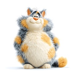 Obraz premium Cartoon cat with a big belly and a smile on its face