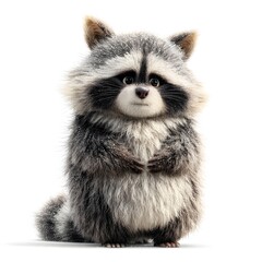 Fototapeta premium Cute raccoon with a white face and black and gray fur