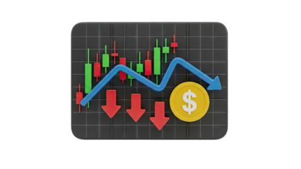 Stock Market Downturn with Falling Dollar Icon