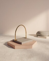Geometric Display Stand With Golden Arch