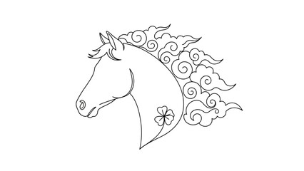 ornamental horse head with floral design