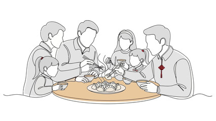 family sharing food together