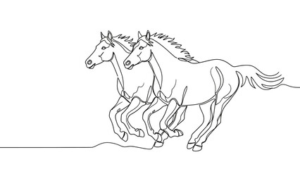 Two horses running side by side