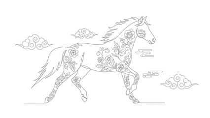 flower horse, horse with flowers, tattooed horse