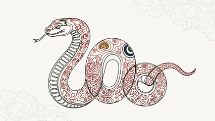 ornate snake with floral pattern