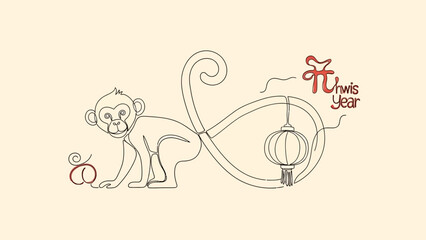 Monkey Year illustration with lantern