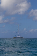 Fototapeta premium Carribean Sea Boat Aqua Morning sky ocean