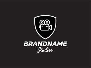 Film Camera Logo Design Template Shield.