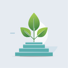 Abstract illustration of a plant growing on steps representing growth