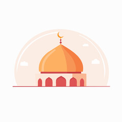 Islamic mosque illustration gold dome moon symbol religious architecture