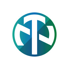 this is a logo design of an initial letter TN or NT inside a round shape in flat style in white background  

