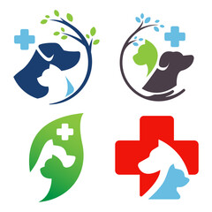 Line art Pet logo design. Suitable for vet care clinic or pet shop.