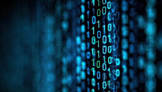 Abstract digital data stream binary code information technology background