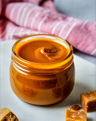 Colombian Arequipe Caramel Spread in Glass Jar for Premium Sweet Food Object and Dessert Concept