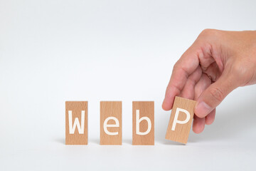 There is wood block with the word WebP. It is as an eye-catching image.