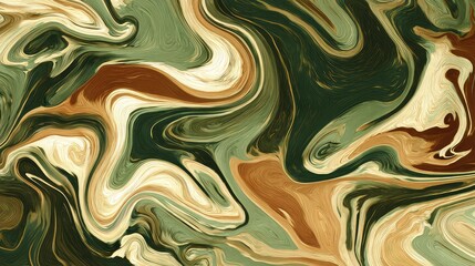 a detailed abstract art piece with a pattern that resembles a swirling or spiraling structure in shades of green, gold, and brown