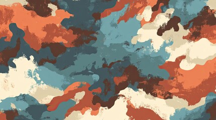 an abstract pattern with splashes of color and texture, reminiscent of camouflage. it appears to be the wallpaper for a computer screen