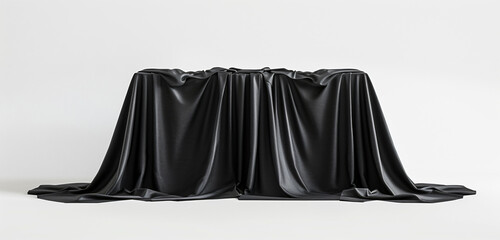 Elegant Black Silk Cloth Covering Rectangular Product Mockup