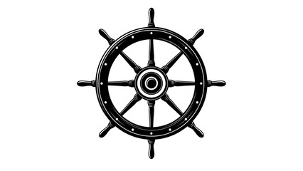 Nautical ship steering wheel with classic rim and spokes design for maritime themes