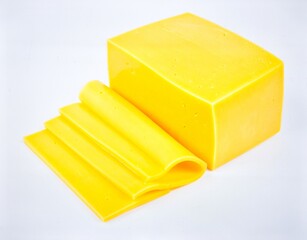Yellow Cheese Block with Slices for Premium Dairy Product Food Object
