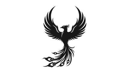Obraz premium Intricate black phoenix tattoo design symbolizing rebirth and strength