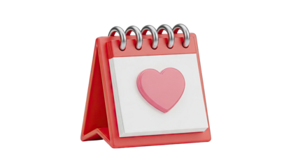 Red Desk Calendar with Pink Heart