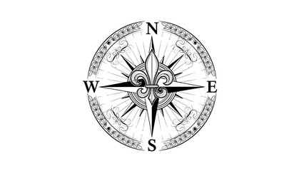 Elaborate vintage compass rose design featuring intricate decorative elements and detailed