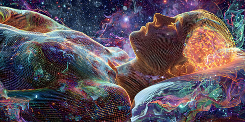 Cosmic Consciousness in Dreamlike Neural Flow, ai generated.