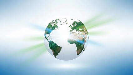 Fototapeta premium Earth globe with sun rays shining.