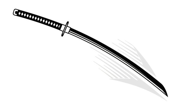 Minimalist Illustration of a Traditional Japanese Katana Sword with Dynamic Shadow Effect