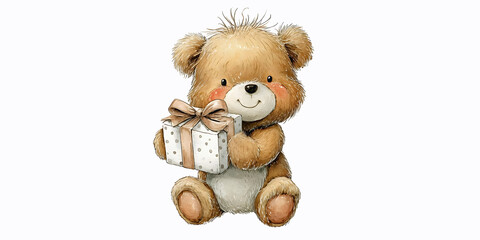 Teddy Bear Gift of Joy and Celebration, ai generated.