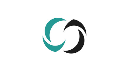 Abstract Geometric Logo Design Composed of Circular Forms in Teal and Charcoal