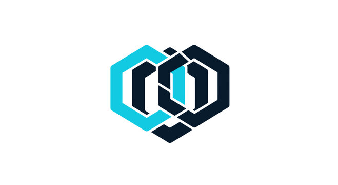 Abstract Geometric Logo Design Composed of Interlocking Hexagonal Shapes
