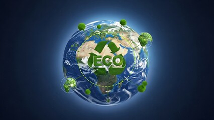 Eco friendly earth with green leaves.