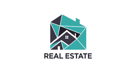 Fototapeta premium Abstract Geometric Real Estate Logo Design For Property Business Or Agency