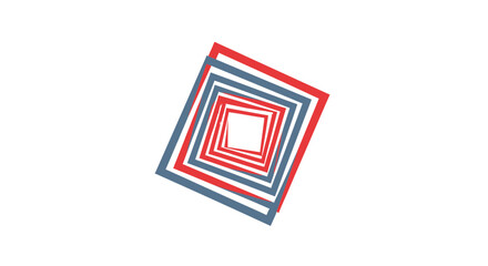 Abstract Geometric Rectangles in Red and Blue Design on a White Background