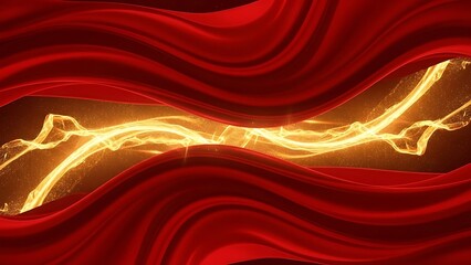 Electricity Spark on Red Wavy Background.