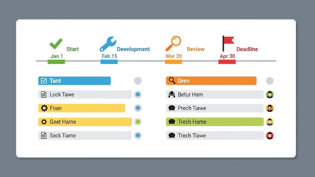 project timeline with milestones from start to deadline visualized in color-coded segments - Powered by Adobe