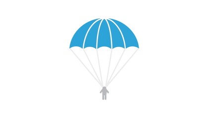 Minimalist Illustration of a Person Descending with a Parachute against a White Background © Anisah
