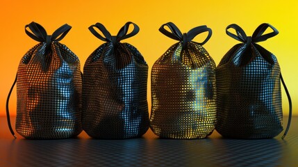 Four gift bags in a row
