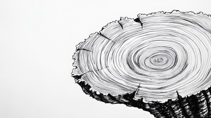 Detailed cross-section of a tree trunk