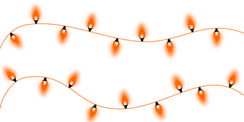Cheerful Orange Wavy String Lights Border on Clean White Background, Versatile Celebration Vector