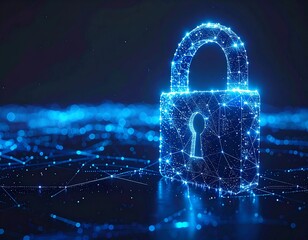 Digital Cybersecurity Lock. Network Data Protection and Privacy.