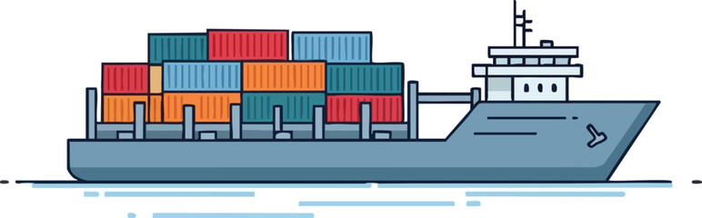 Obraz premium Cargo Ship Carrying Colorful Containers Illustration for Maritime Trade