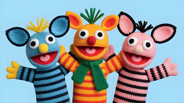 Playful sock puppet characters, creative and fun, National Sock Day celebration.