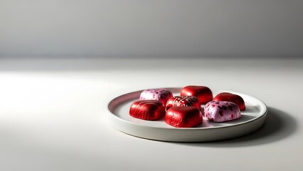 Fresh Red Apples on White Plate.