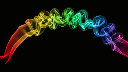 Abstract Rainbow Smoke Arc Isolated on Black Background with Vibrant Colors