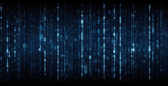 Abstract digital code background flowing binary data stream concept
